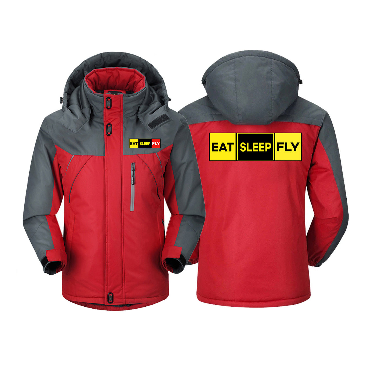 Eat Sleep Fly (Colourful) Designed Thick Winter Jackets