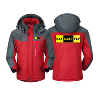 Thumbnail for Eat Sleep Fly (Colourful) Designed Thick Winter Jackets