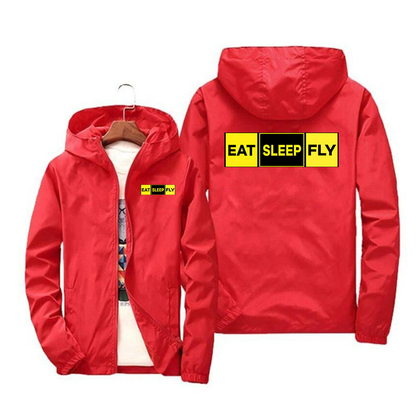 Eat Sleep Fly (Colourful) Designed Windbreaker Jackets