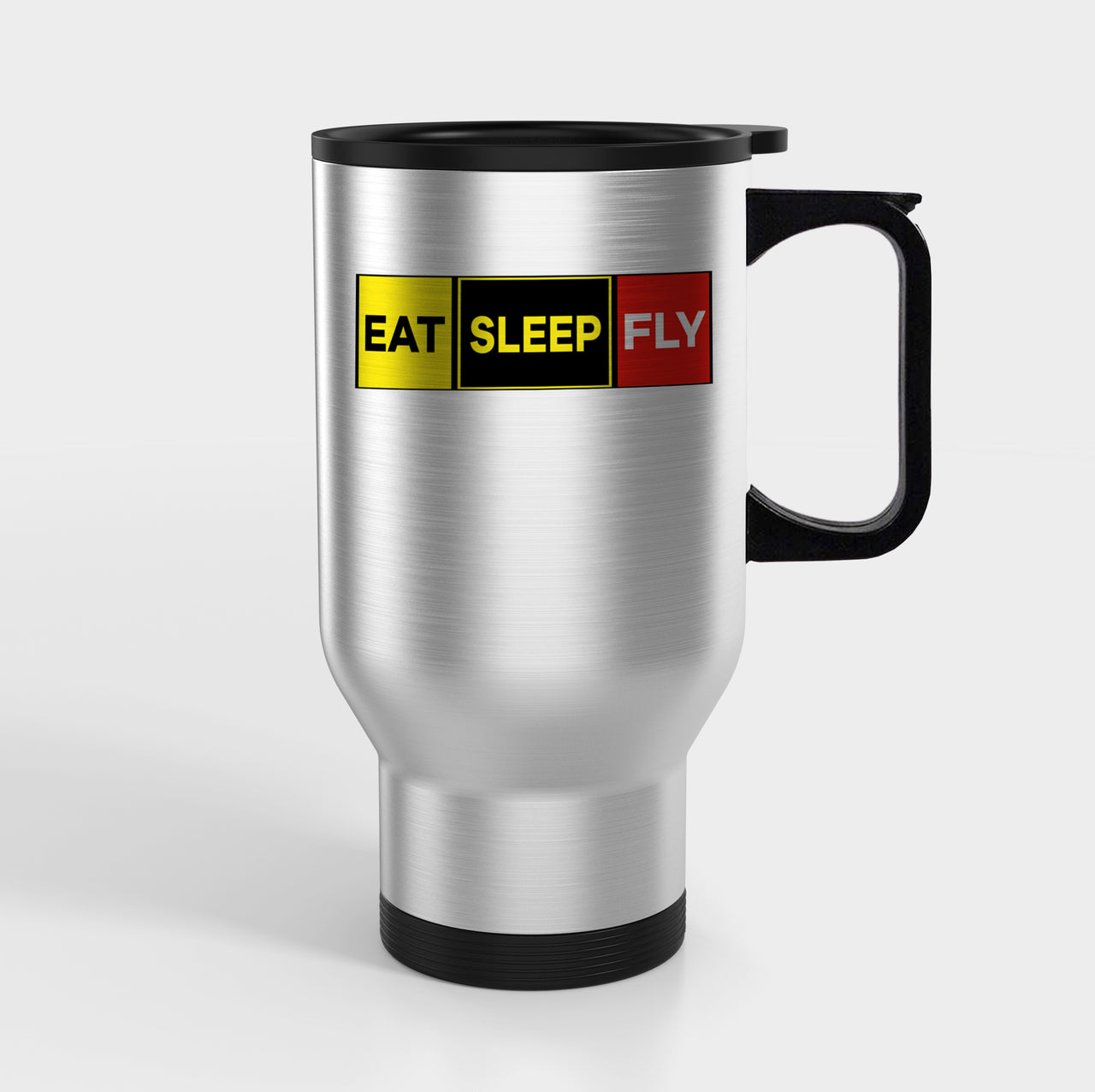 Eat Sleep Fly & Propeller Designed Travel Mugs (With Holder)