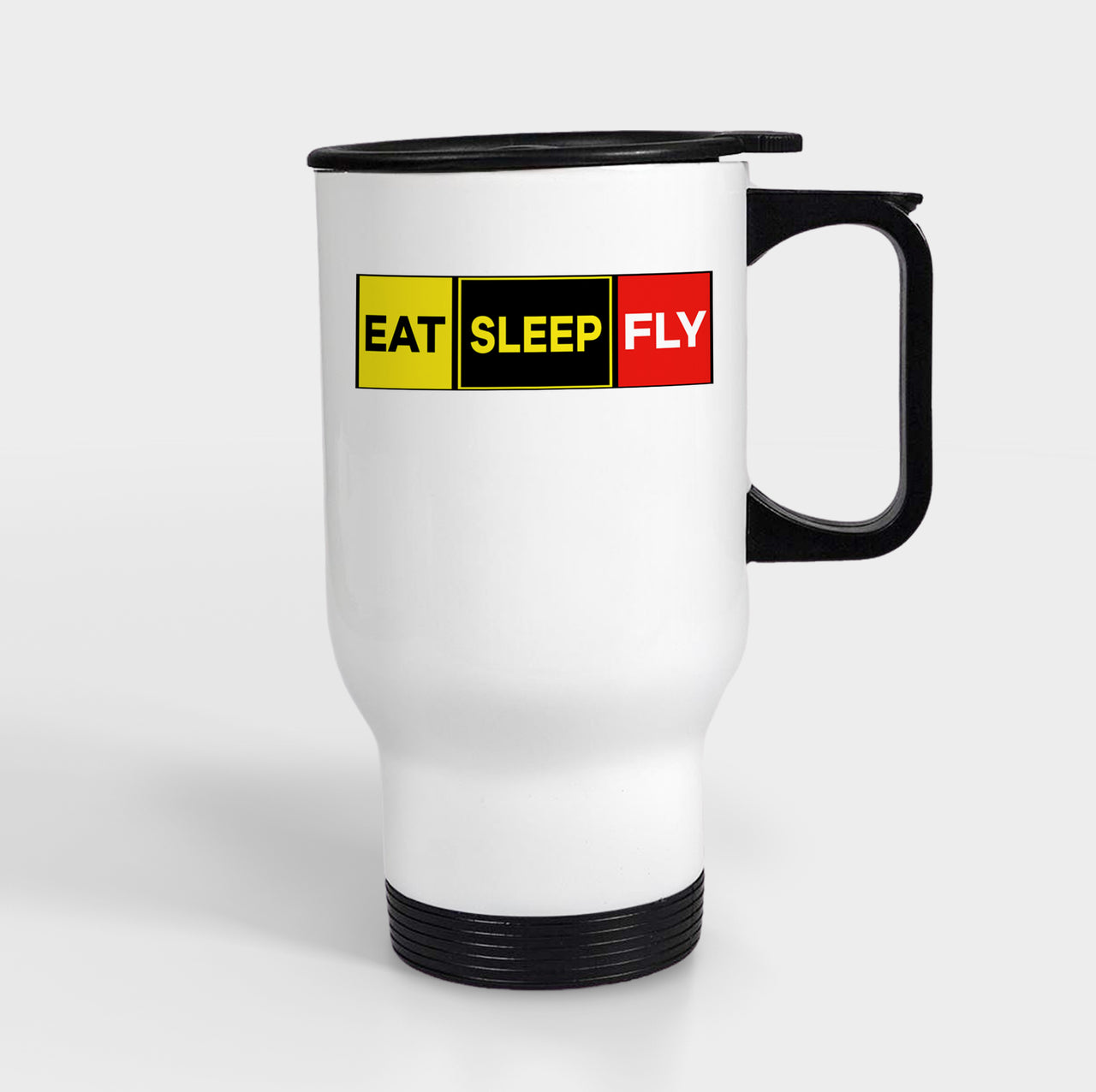 Eat Sleep Fly & Propeller Designed Travel Mugs (With Holder)