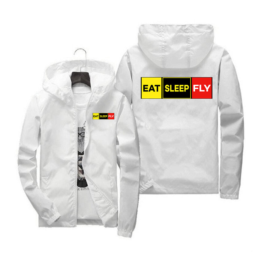 Eat Sleep Fly (Colourful) Designed Windbreaker Jackets