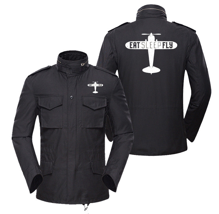 Eat Sleep Fly & Propeller Designed Military Coats