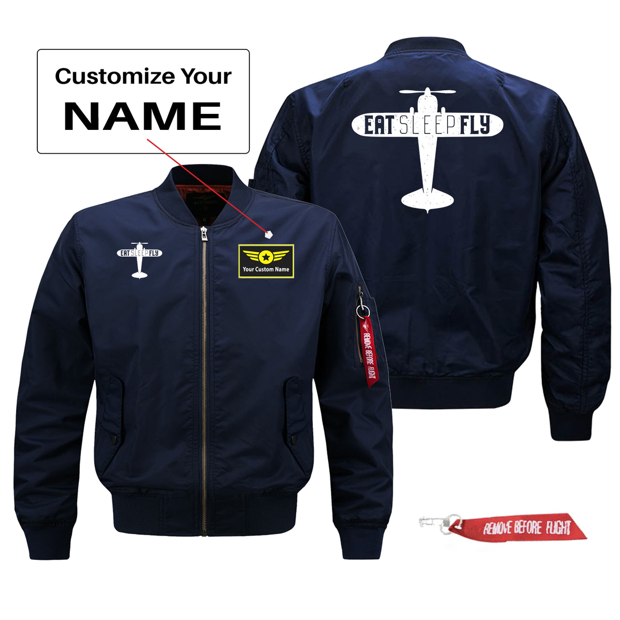 Eat Sleep Fly & Propeller Designed Pilot Jackets (Customizable)