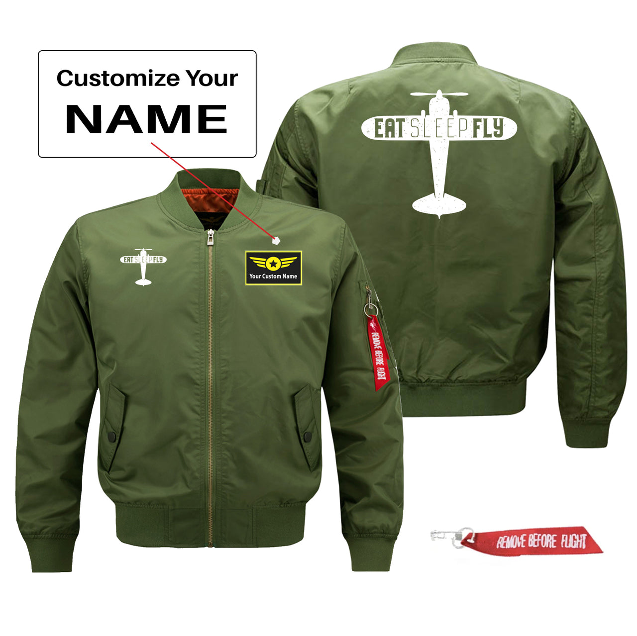 Eat Sleep Fly & Propeller Designed Pilot Jackets (Customizable)