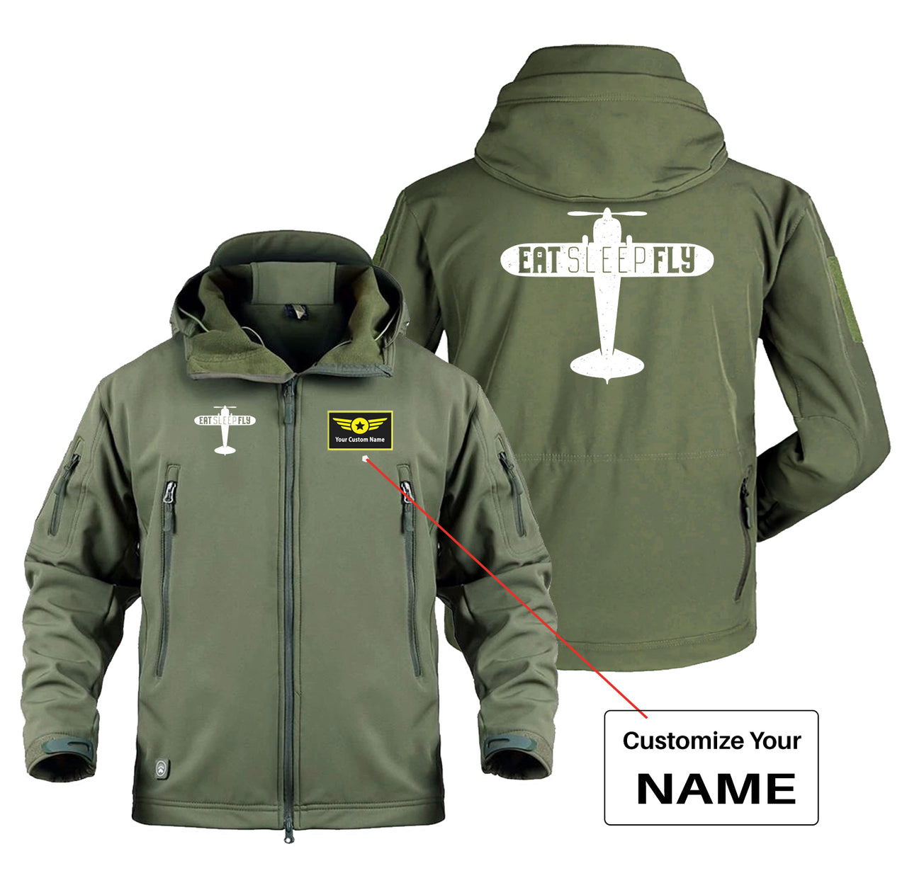 Eat Sleep Fly & Propeller Designed Military Jackets (Customizable)