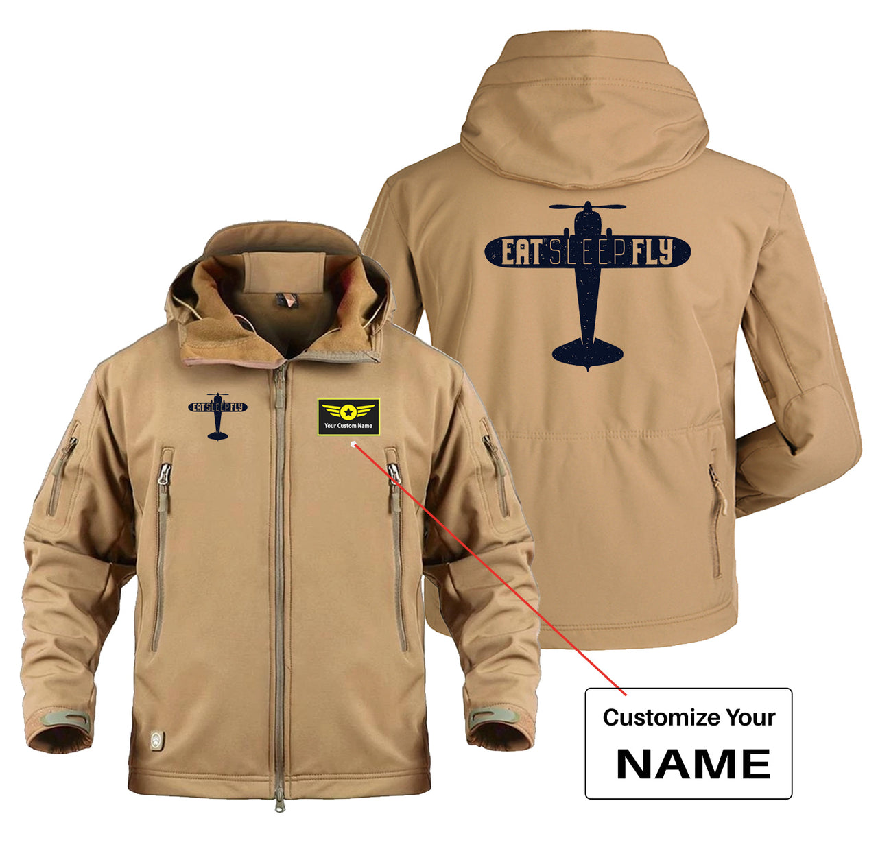 Eat Sleep Fly & Propeller Designed Military Jackets (Customizable)