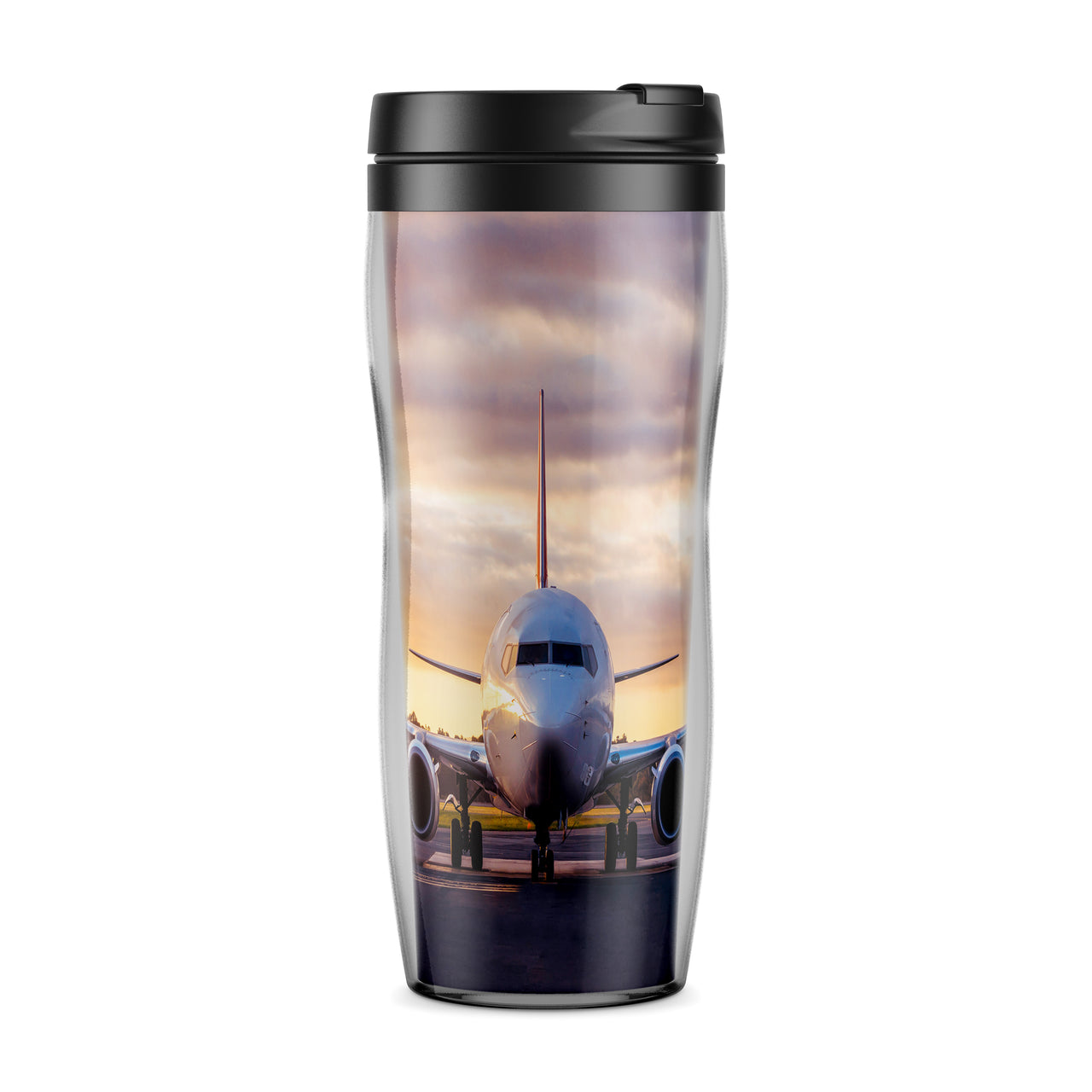 Face to Face with Boeing 737-800 During Sunset Designed Travel Mugs