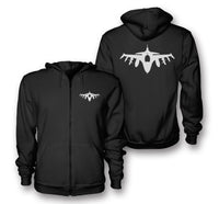 Thumbnail for Fighting Falcon F16 Silhouette Designed Zipped Hoodies