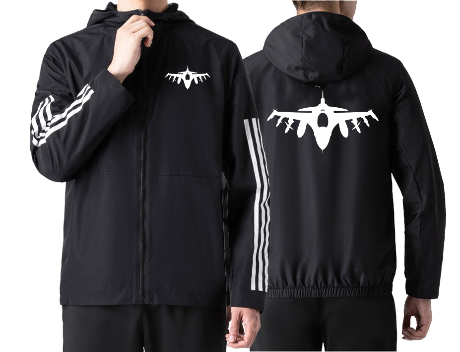 Fighting Falcon F16 Silhouette Designed Windbreaker Jackets