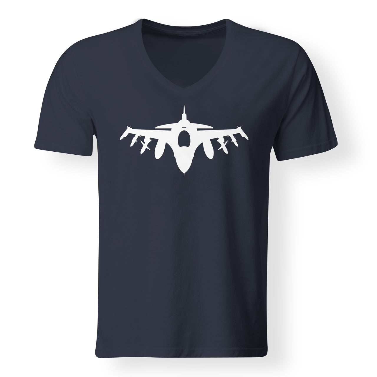 Fighting Falcon F16 Silhouette Designed V-Neck T-Shirts