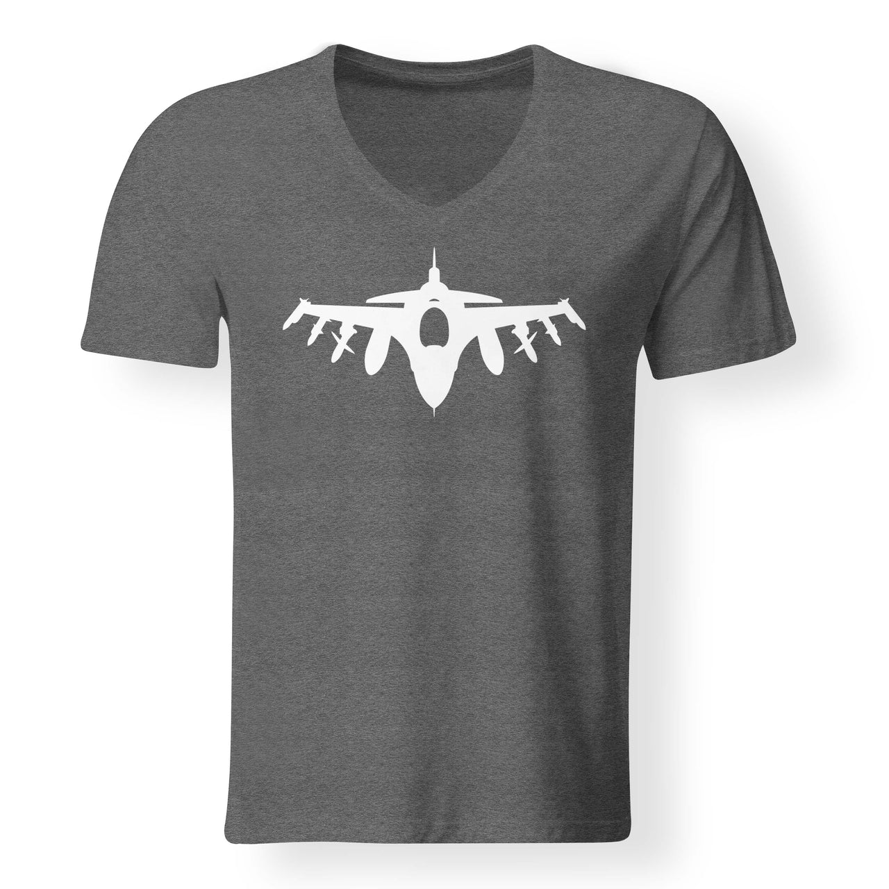 Fighting Falcon F16 Silhouette Designed V-Neck T-Shirts