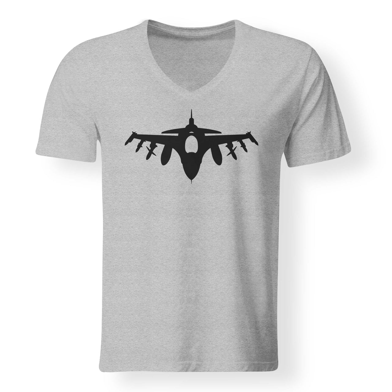 Fighting Falcon F16 Silhouette Designed V-Neck T-Shirts