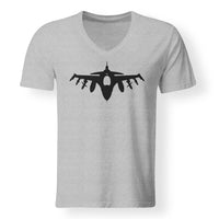 Thumbnail for Fighting Falcon F16 Silhouette Designed V-Neck T-Shirts