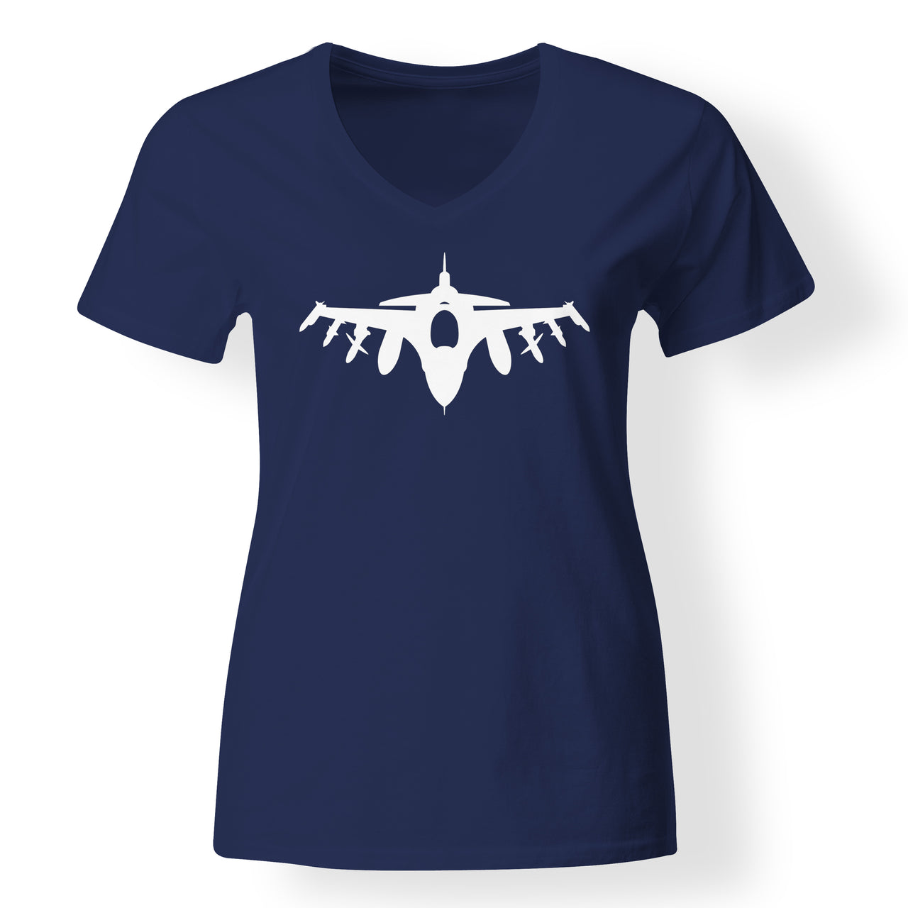 Fighting Falcon F16 Silhouette Designed V-Neck T-Shirts