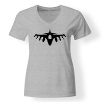 Thumbnail for Fighting Falcon F16 Silhouette Designed V-Neck T-Shirts