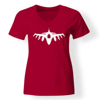 Thumbnail for Fighting Falcon F16 Silhouette Designed V-Neck T-Shirts