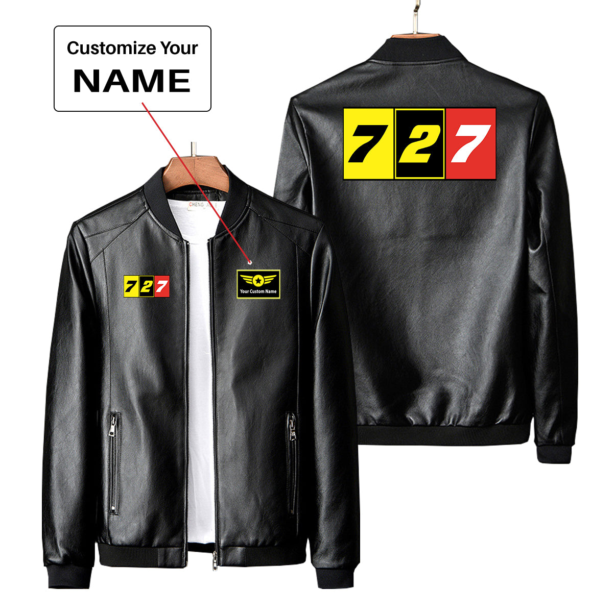 Flat Colourful 727 Designed PU Leather Jackets