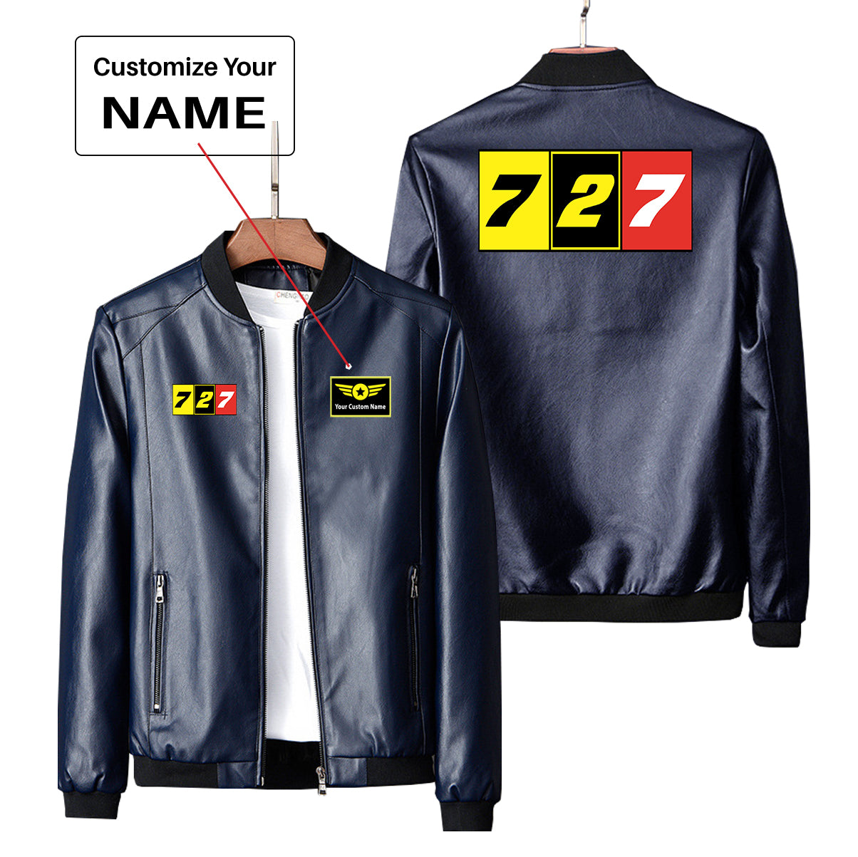 Flat Colourful 727 Designed PU Leather Jackets