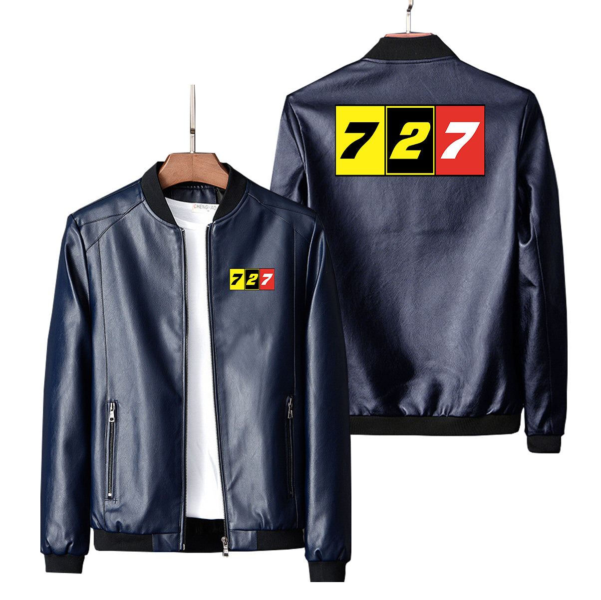 Flat Colourful 727 Designed PU Leather Jackets