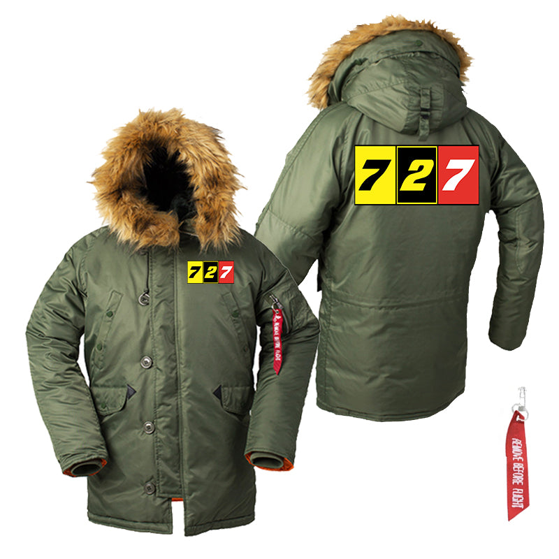 Flat Colourful 727 Designed Parka Bomber Jackets