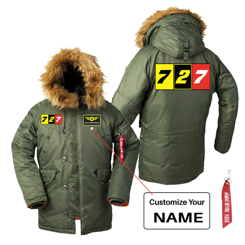 Flat Colourful 727 Designed Parka Bomber Jackets