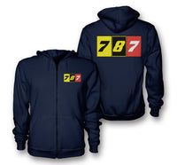 Thumbnail for Flat Colourful 787 Designed Zipped Hoodies