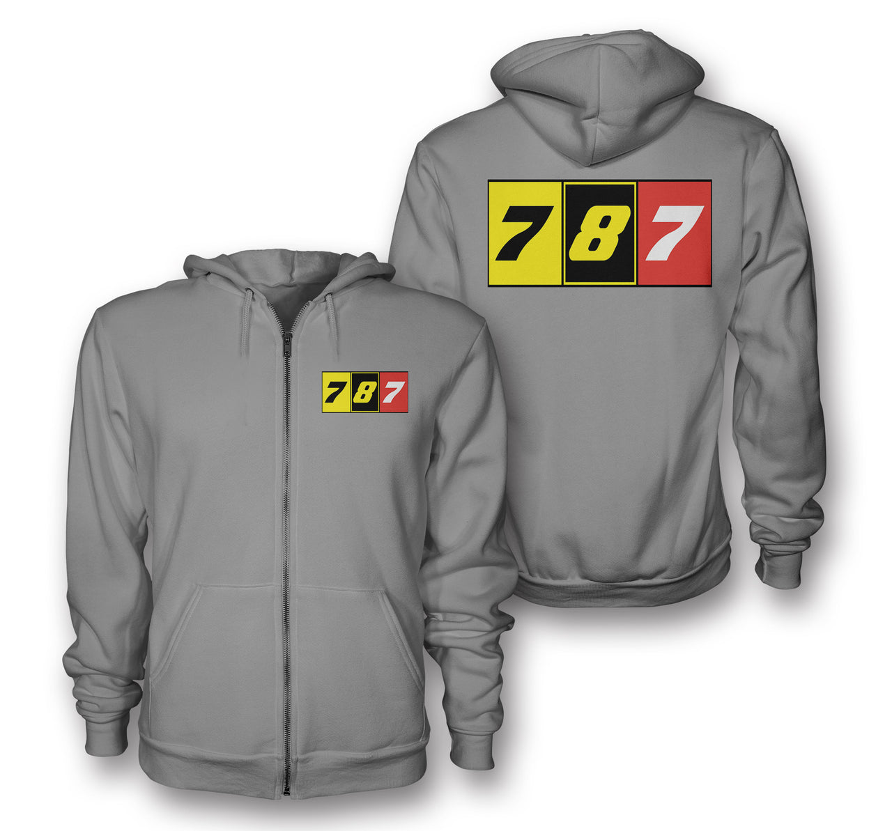 Flat Colourful 787 Designed Zipped Hoodies