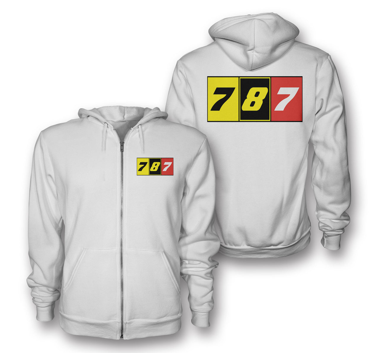 Flat Colourful 787 Designed Zipped Hoodies