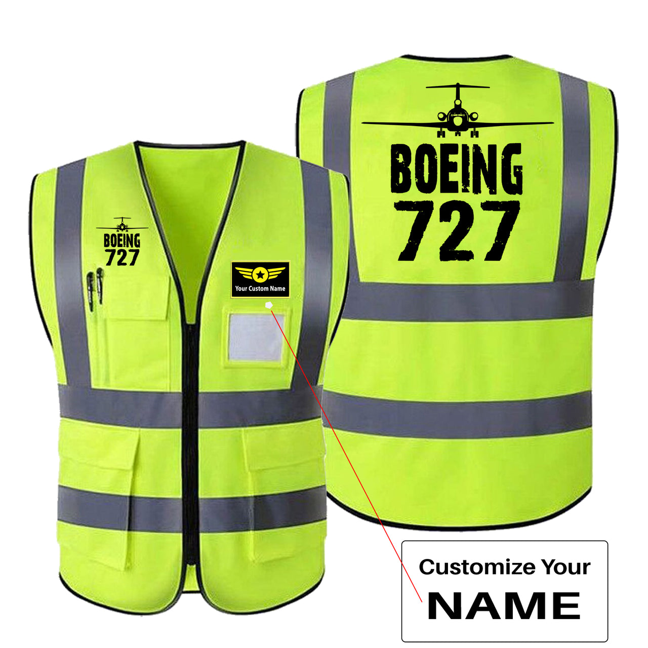 Boeing 727 & Plane Designed Reflective Vests