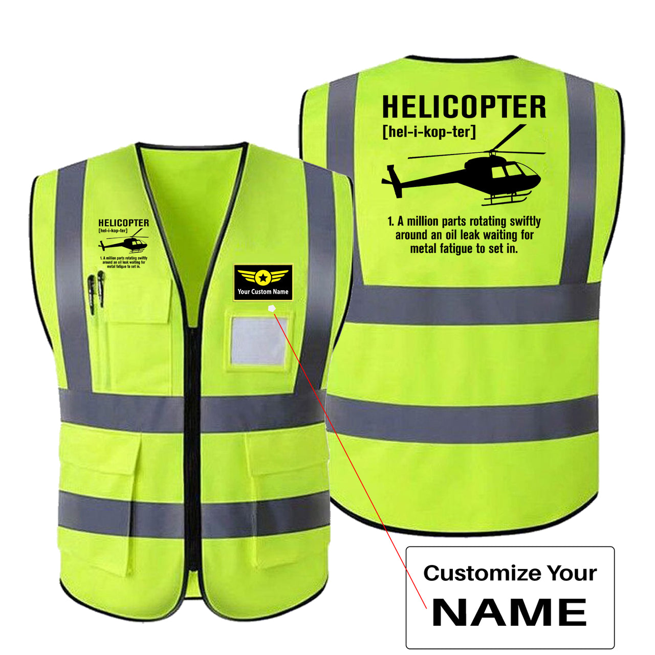 Helicopter [Noun] Designed Reflective Vests