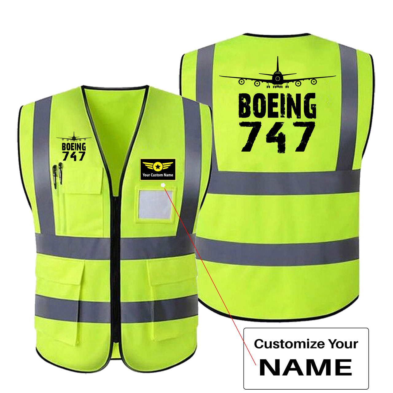 Boeing 747 & Plane Designed Reflective Vests