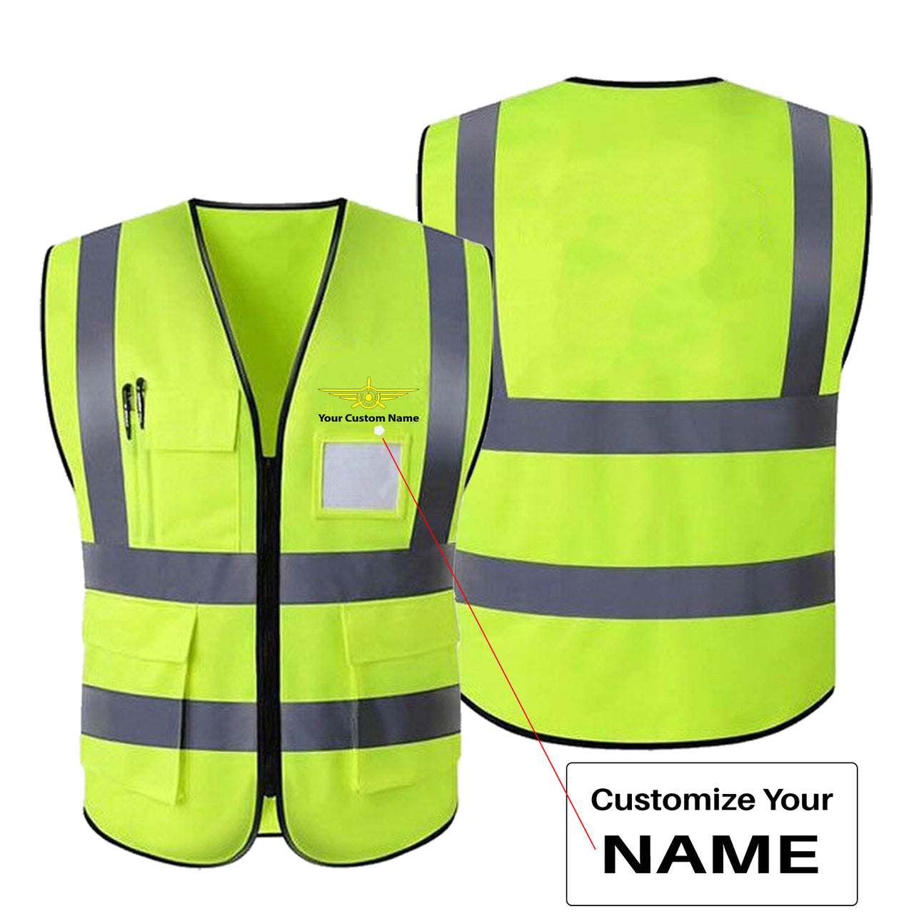 Custom Name with Badge 3 Designed Reflective Vests