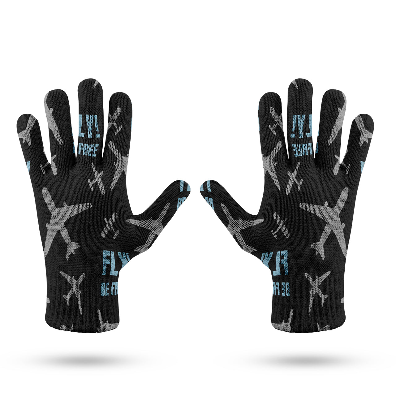 Fly Be Free Black Designed Gloves