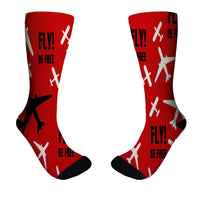 Thumbnail for Fly Be Free Red Designed Socks