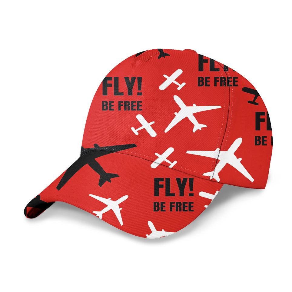 Fly Be Free Red Designed 3D Peaked Cap