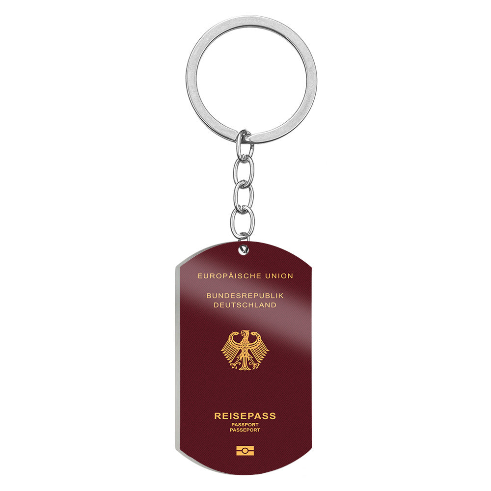 Germany Passport Designed Stainless Steel Key Chains (Double Side)