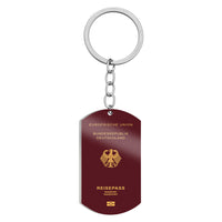 Thumbnail for Germany Passport Designed Stainless Steel Key Chains (Double Side)