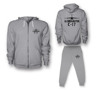 Thumbnail for GlobeMaster C-17 & Plane Designed Zipped Hoodies & Sweatpants Set