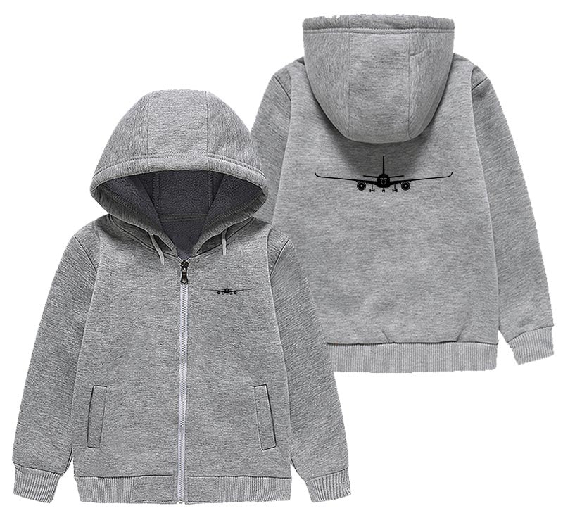 Airbus A350 Silhouette Designed "CHILDREN" Zipped Hoodies