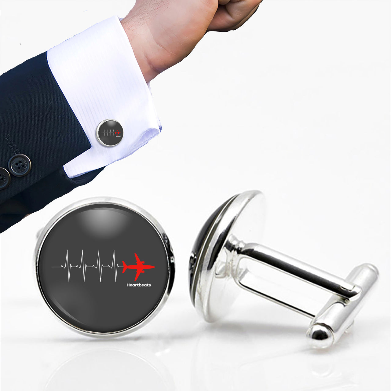 Aviation Heartbeats Designed Cuff Links