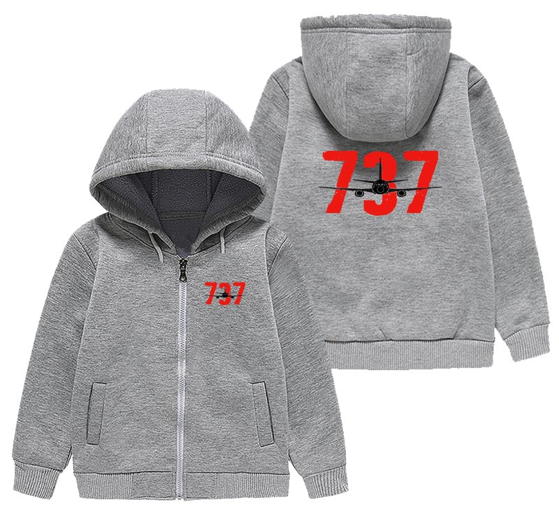 Boeing 737 Designed Designed "CHILDREN" Zipped Hoodies