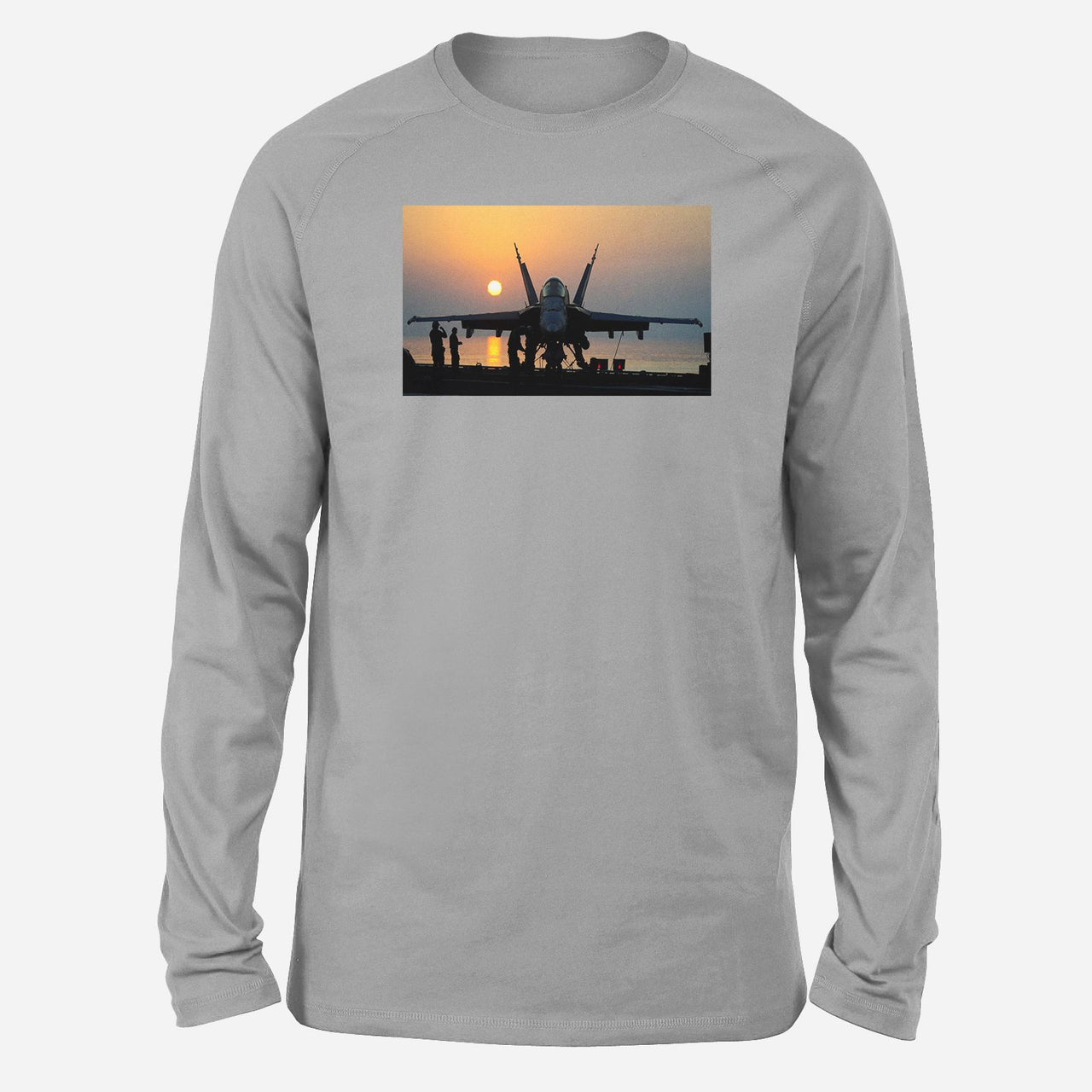 Military Jet During Sunset Designed Long-Sleeve T-Shirts