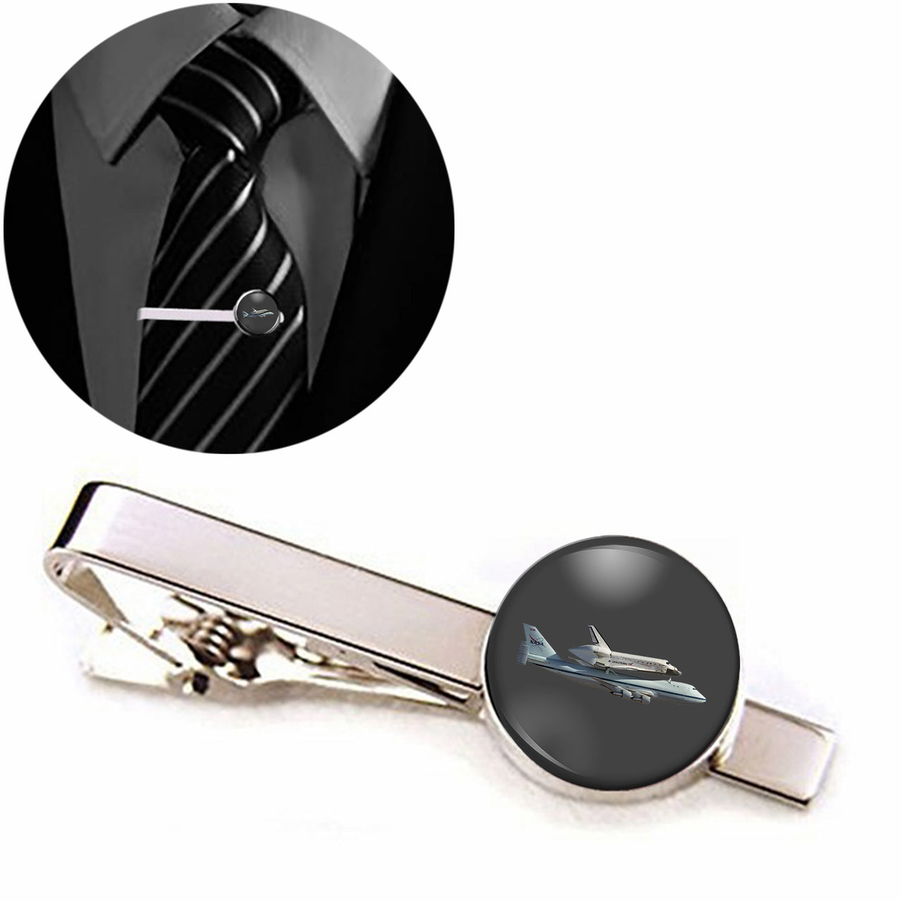 Space shuttle on 747 Designed Tie Clips