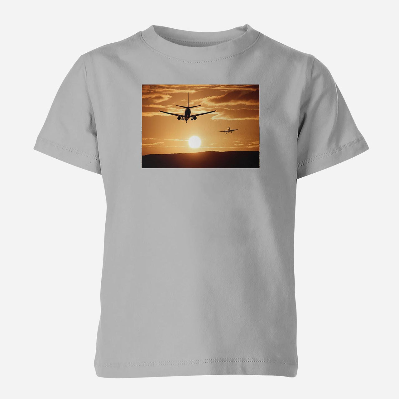 Two Aeroplanes During Sunset Designed Children T-Shirts