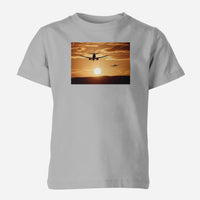 Thumbnail for Two Aeroplanes During Sunset Designed Children T-Shirts