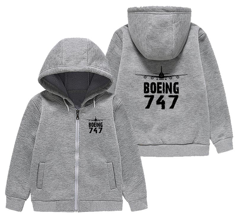 Boeing 747 & Plane Designed "CHILDREN" Zipped Hoodies