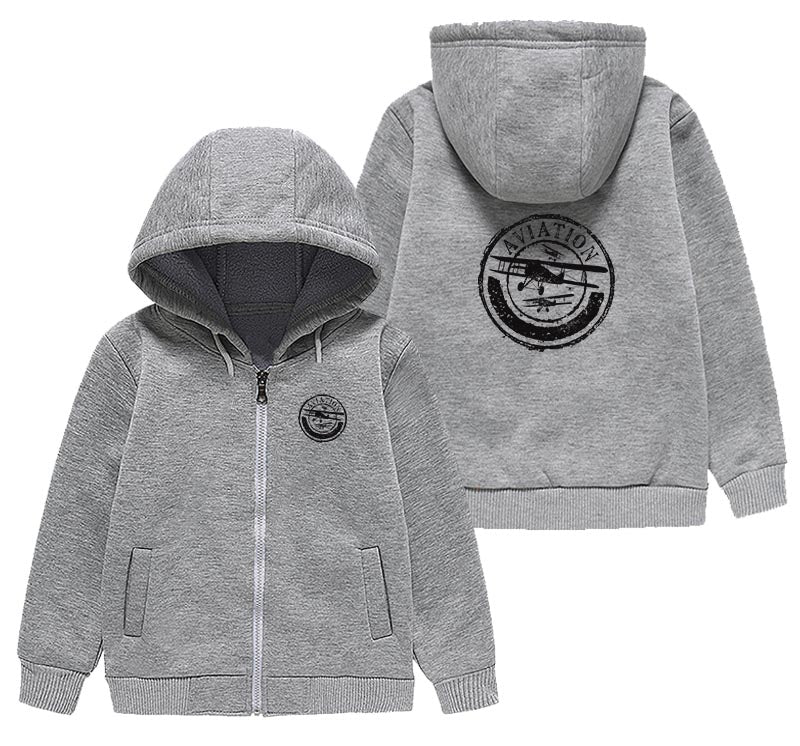 Aviation Lovers Designed "CHILDREN" Zipped Hoodies