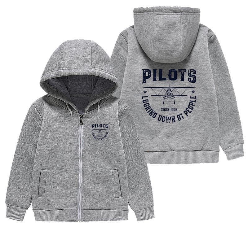 Pilots Looking Down at People Since 1903 Designed "CHILDREN" Zipped Hoodies