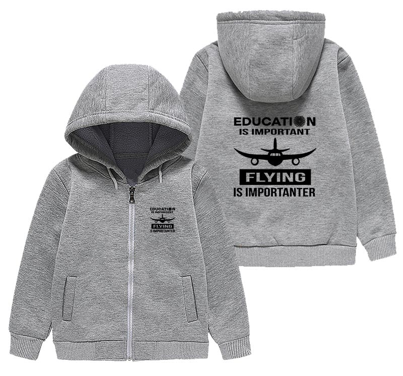 Flying is Importanter Designed "CHILDREN" Zipped Hoodies